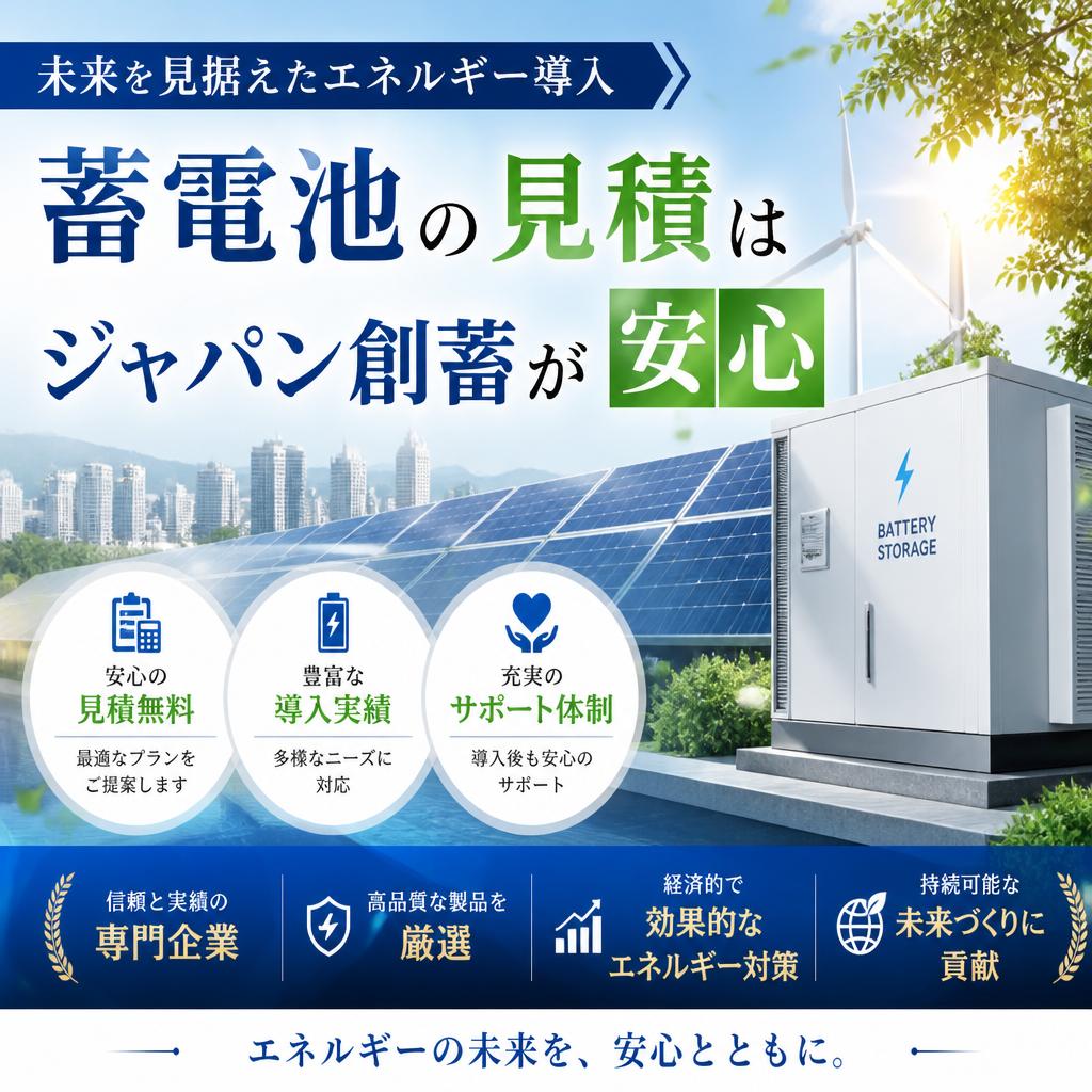 未来を見据えたエネルギー導入、蓄電池の見積はジャパン創蓄が安心