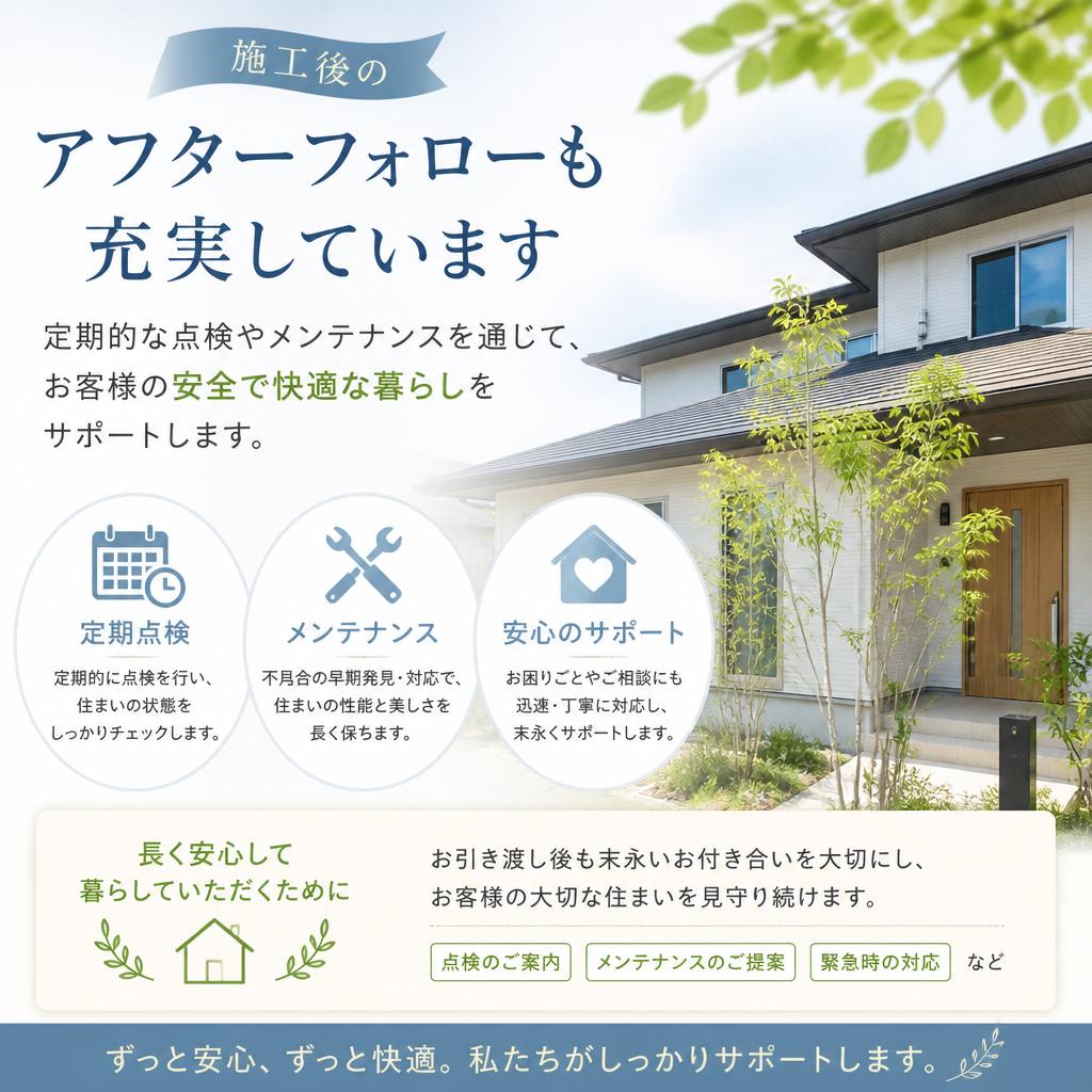 アフターフォローの充実
