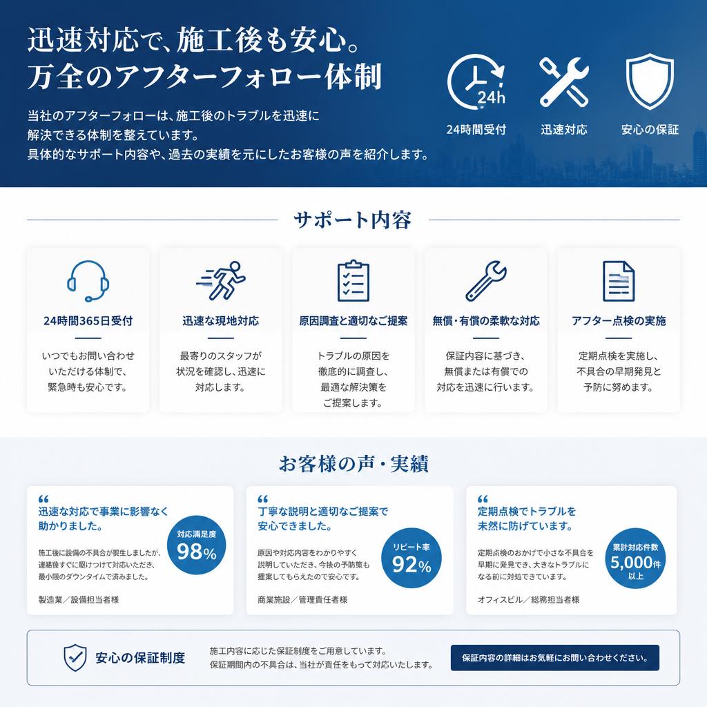 充実のアフターフォロー