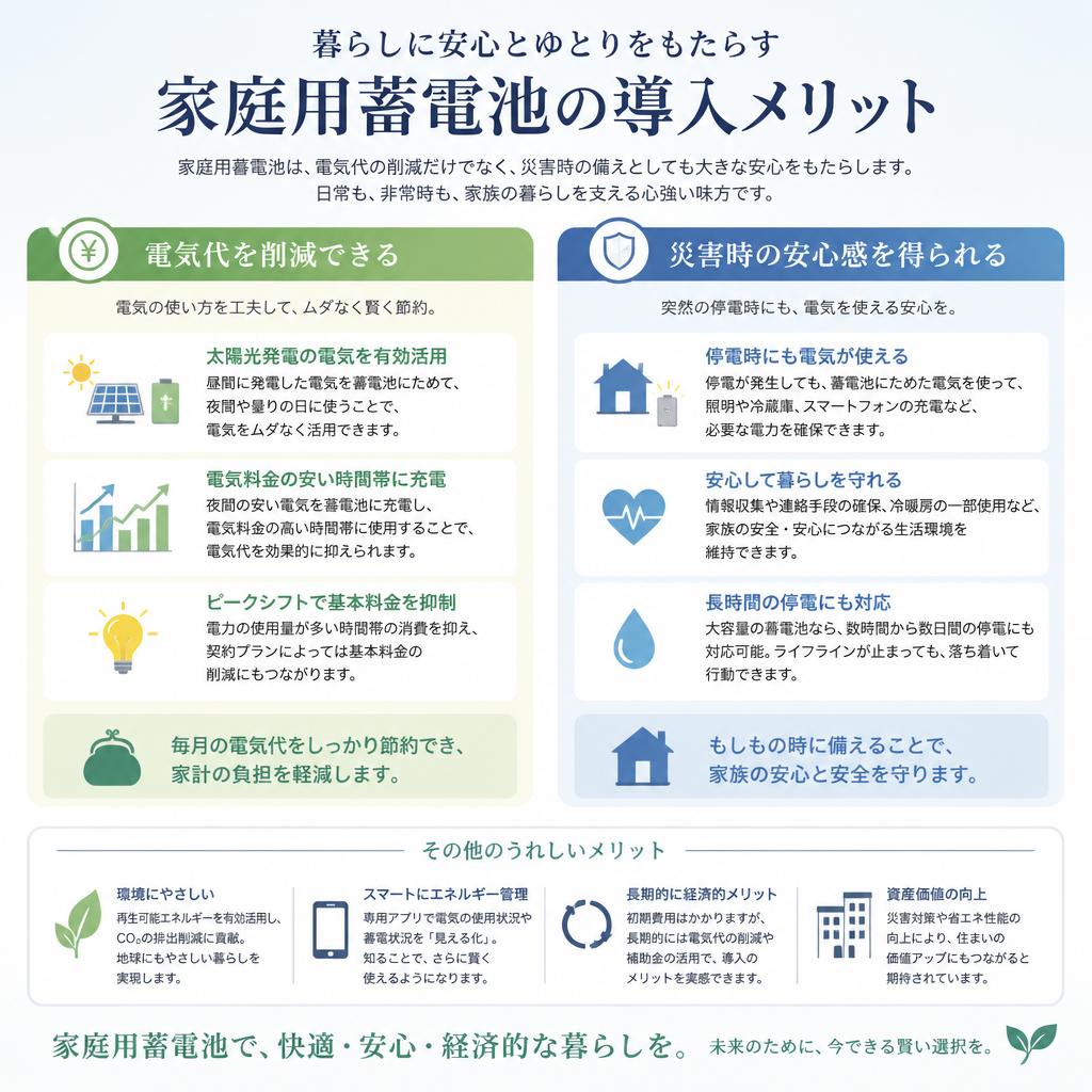 2. 後づけ蓄電池で得られるメリット