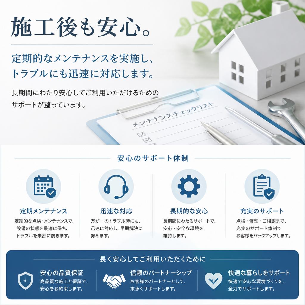 メンテナンスとアフターサポートの充実