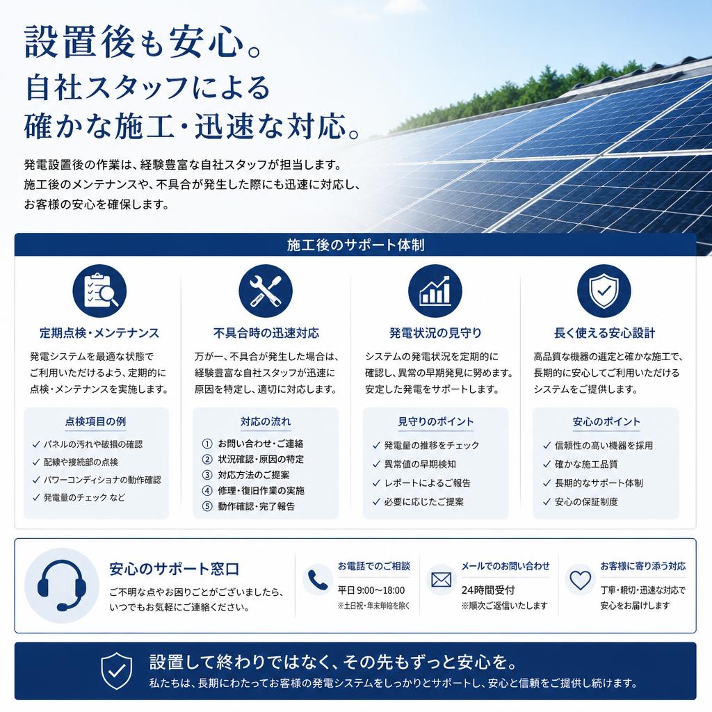 設置から安心のアフターフォローまで