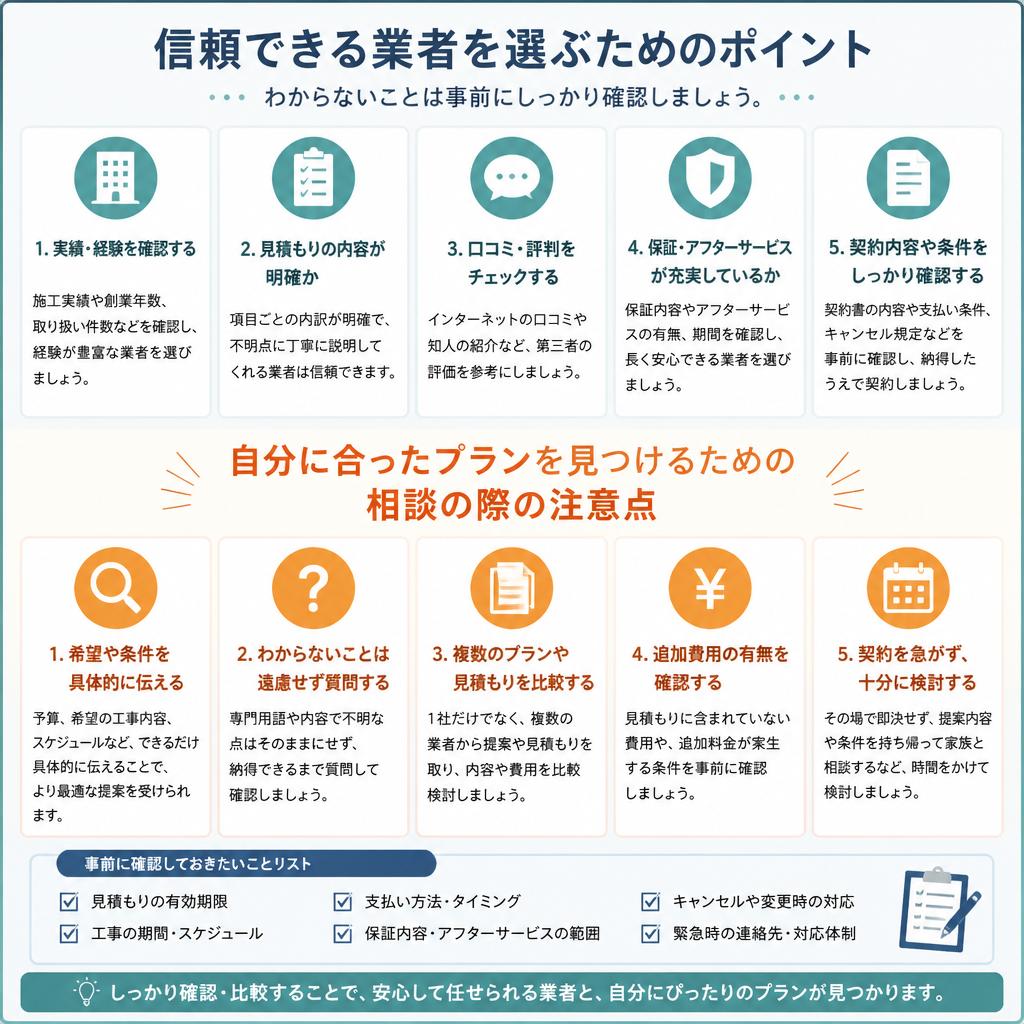 不明点を解消する見積もり・相談のポイント
